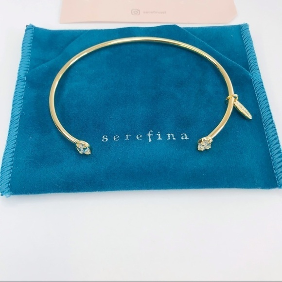 New! Serefina Anthropologie Gold Plated Rose Cut CZ Cuff Bracelet - Picture 5 of 9